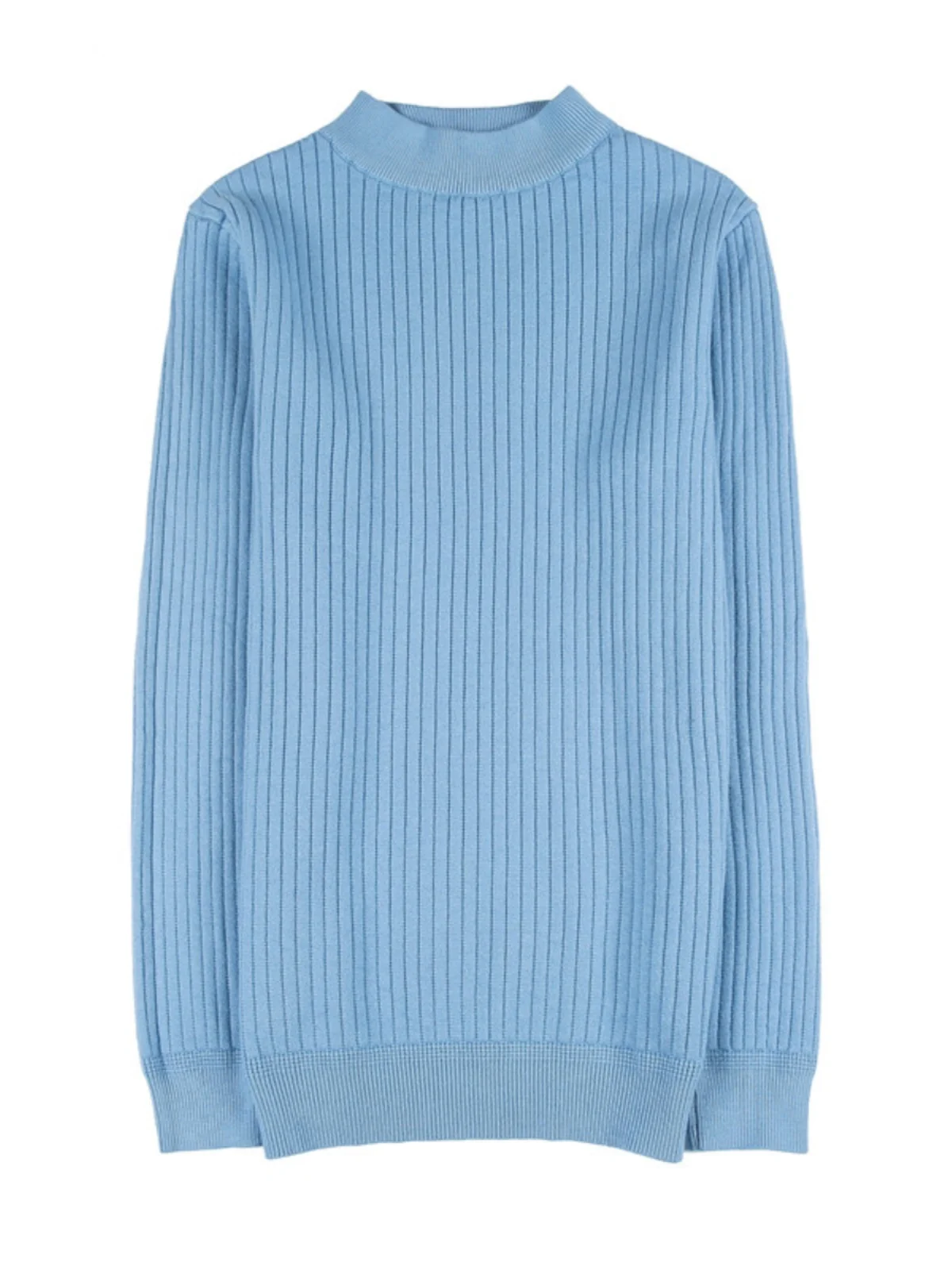 슬림핏 하프 하이 칼라 니트웨어 남성용 봄 가을 단색 기본 셔츠 한국 패션 스타일 긴팔 스웨터