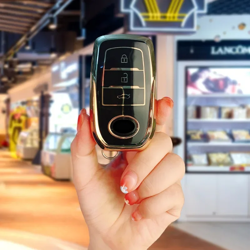 Etui na kluczyki samochodowe TPU dla TOYOTA Camry Hanlanda klucz rękaw ochronny powłoka ochronna brelok wykonany ręcznie ze skóry wołowej — zdjęcie 4