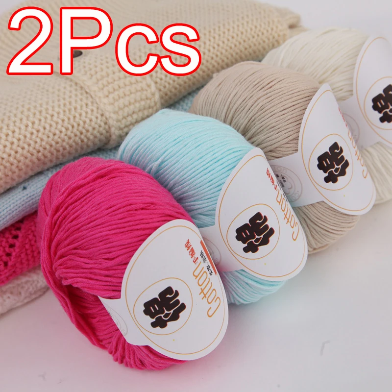 2Pcs 100% Cotton Soft Hand Knitting yarn Crochet Yarn for knit sweater blanket gloves hat scarf crocheting amigurumi bag slipper