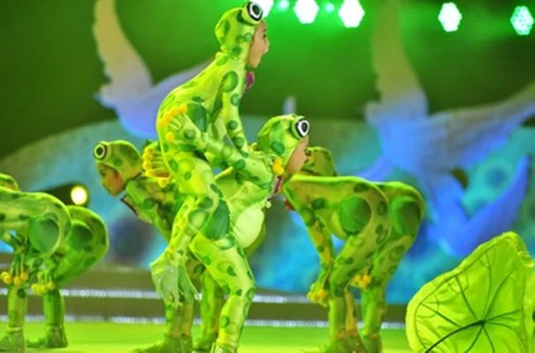 Children's small frog performance costume, animal costume, happy little jumping frog dance costume, frog performance costume