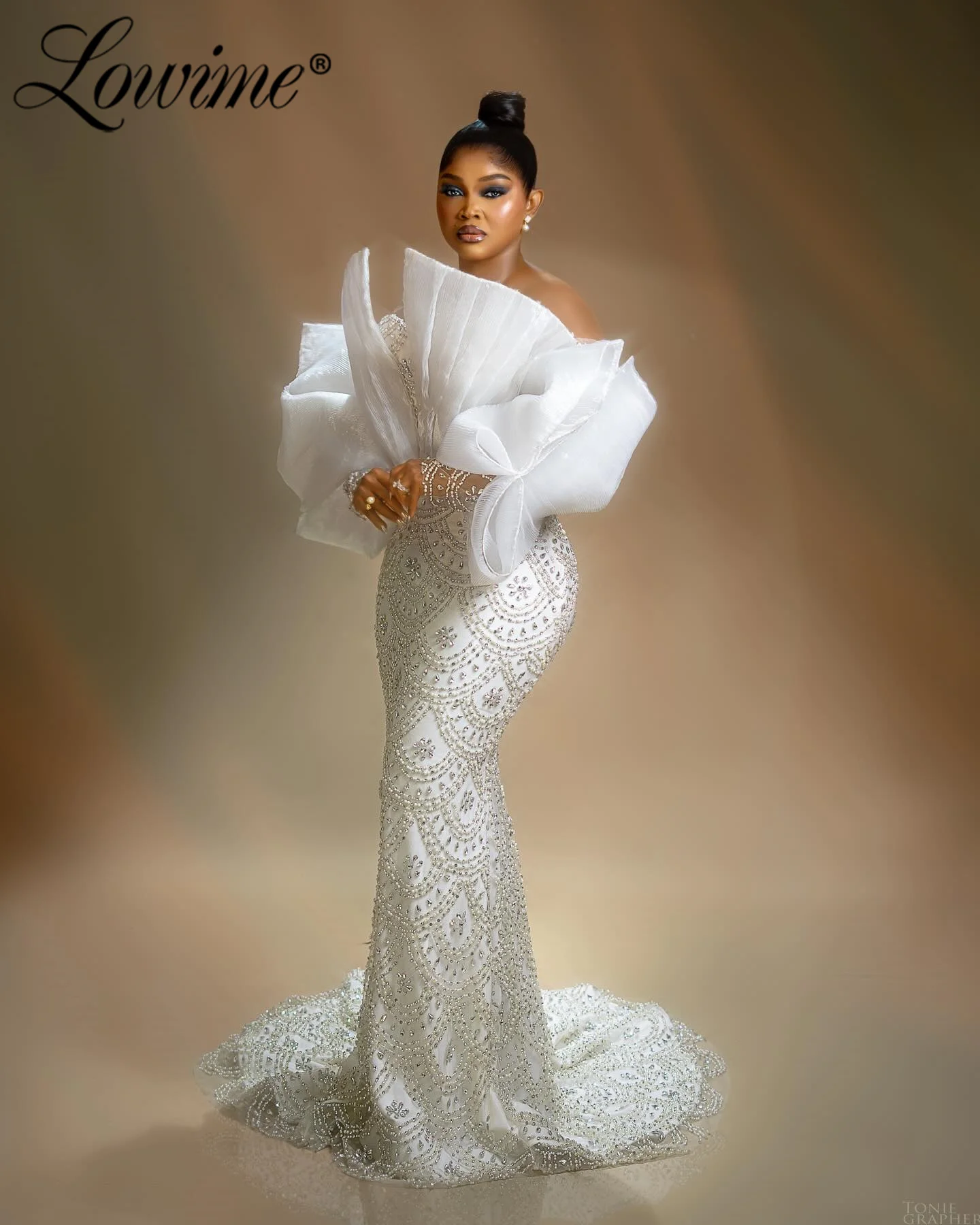 

Sparkly Heavy Beads White Prom Dresses Off Shoulder Wedding Bridal Party Gowns Mermaid Customized Plus Size Evening Dress 2026