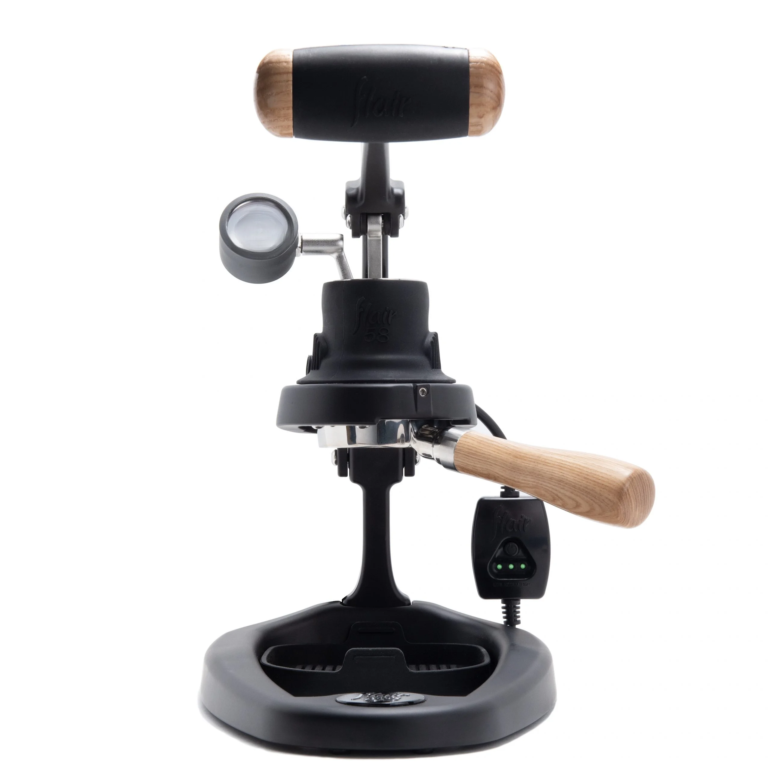 

Hand pressure, tie rod, portable, espresso machine