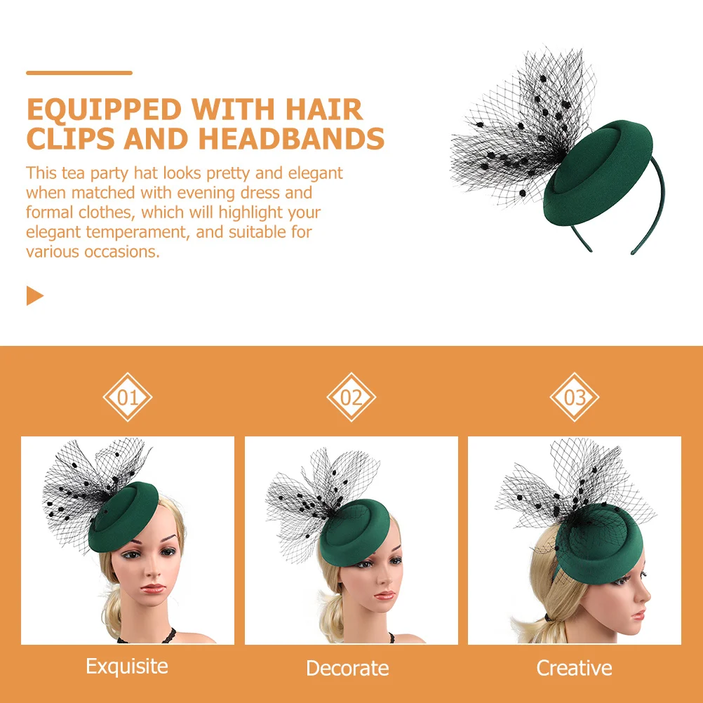 قبعة حفلات الشاي للنساء مع مشبك شعر، عصابة رأس شبكية، قبعة فستان أنيقة مناسبة لزي حفلات الزفاف