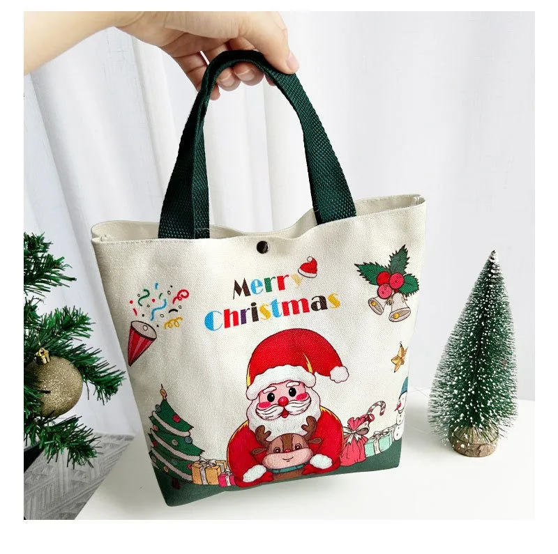 Tkaninowa torba na prezenty świąteczne Apple Canvas Bag Christmas Eve Tote Bag Apple Candy Handbag Felize Navidad Joy 2025 Noel Party Supplies