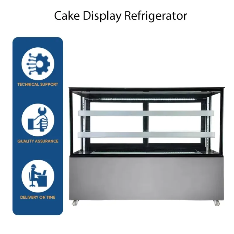 Efficient cake freezer with LED lights and digital temperature setting for cake display