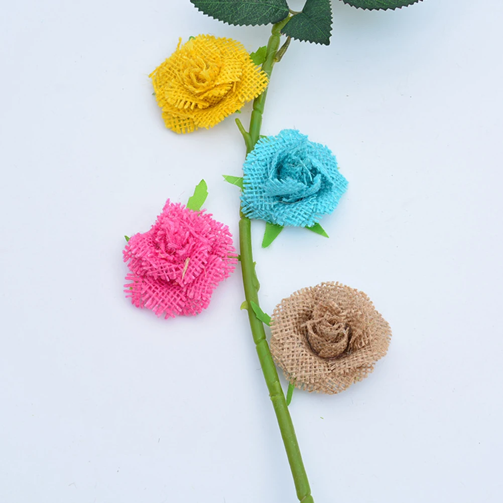

6pcs Burlap Flowers For Wedding Christmas Burlap Flowers Party Decoration Craft Making Jute Flower Rustic Elegant