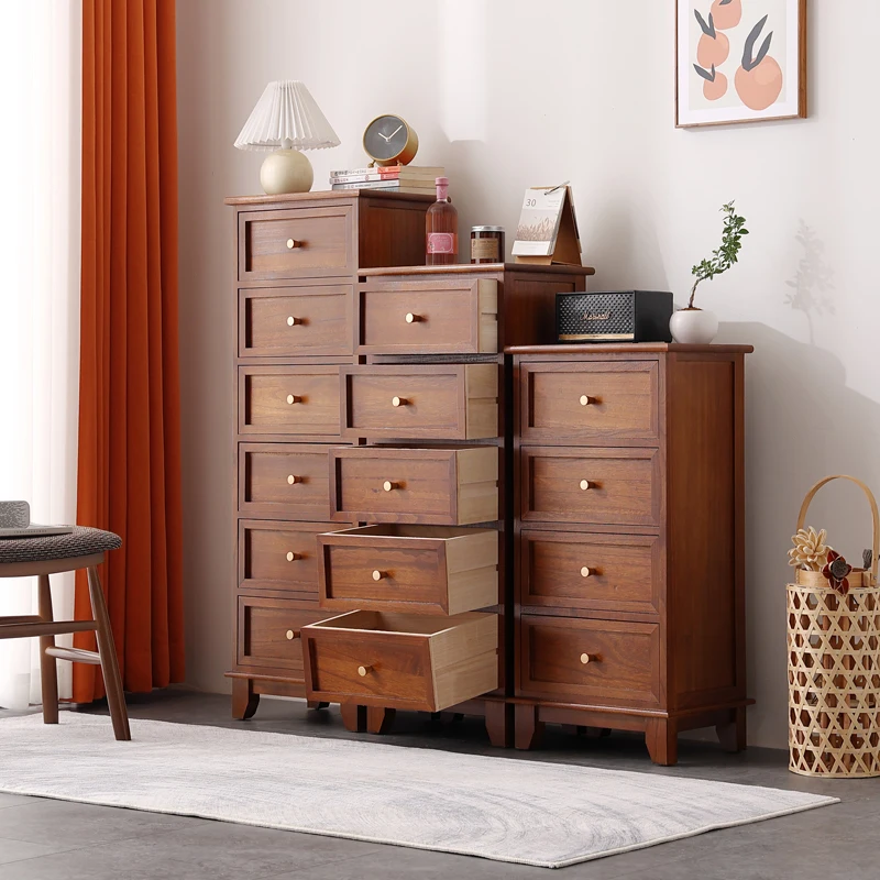 

New walnut chest of drawers solid wood bedroom bedside table storage cabinet drawer living room locker all solid wood