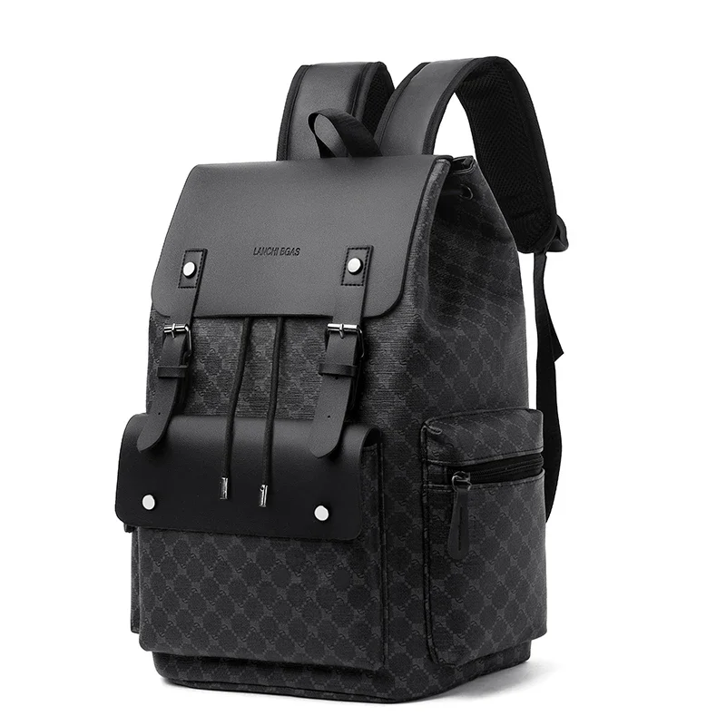 T1 European Bestseller Plaid Laptop Backpack: Fashion Leather, Large Capacity Unisex Commuter & Travel Business Bag