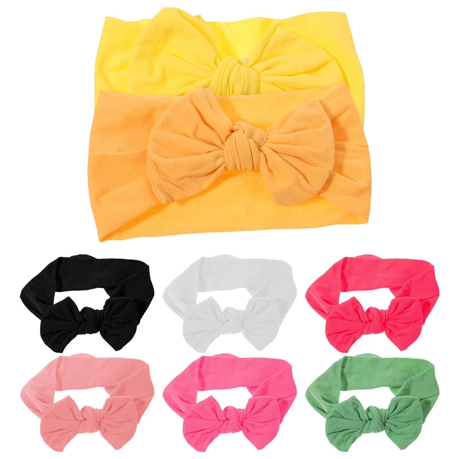 

8Pcs Baby Bowknot Elastic Headband Soft Lightweight Headwear for Newborn Toddlers Baby Hair Bands Headbands with Bows Red Yellow