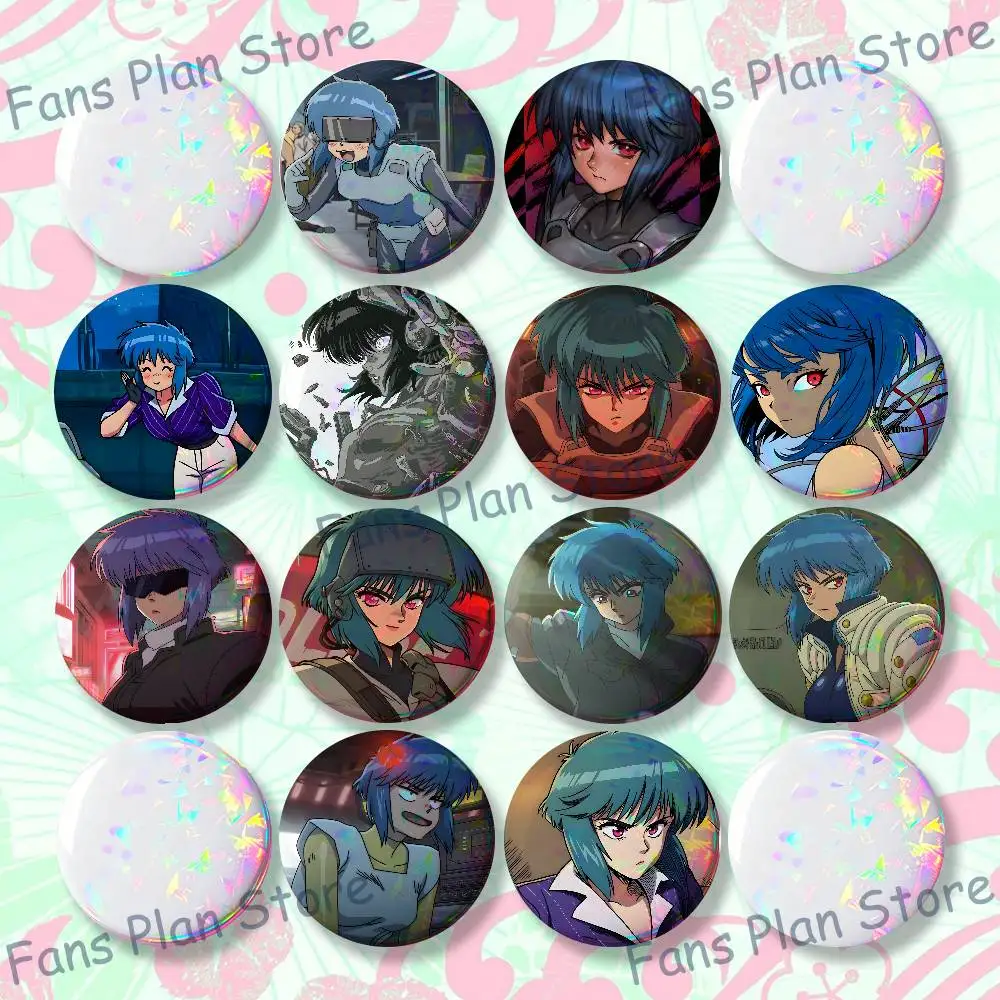 Anime M-Motoko Kusanagi 22mm,32mm,42mm,58mm,75mm Round Badge Brooch For Various Clothing Backpacks Jewelry Accessories Gift