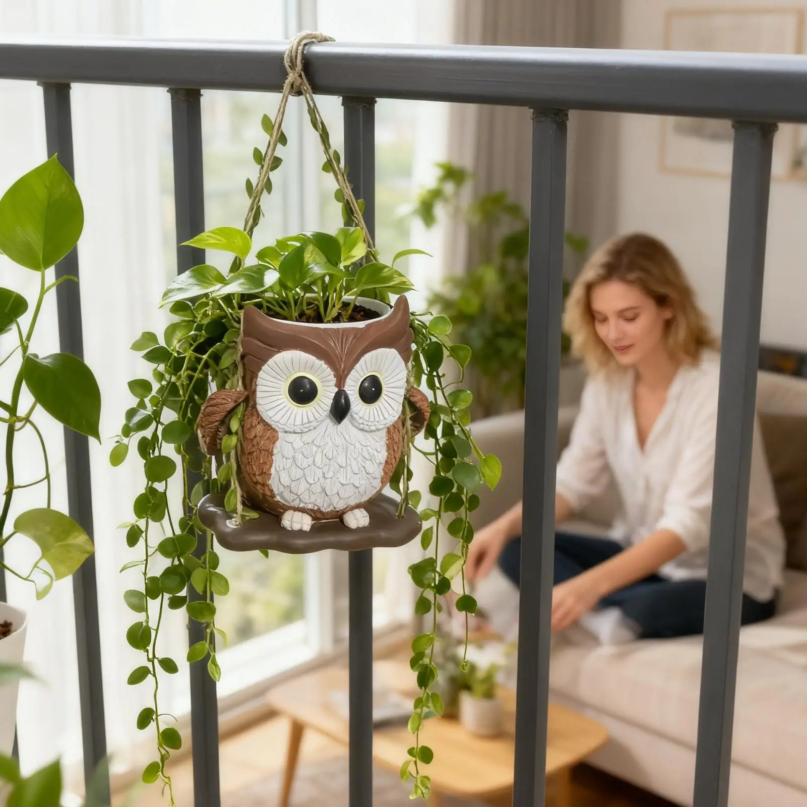 

Cute Plant Pots Resin with Drainage Hole Owl Planter Small Plant Pots for Indoor Outdoor Garden Patio Porch Bedroom Living Room