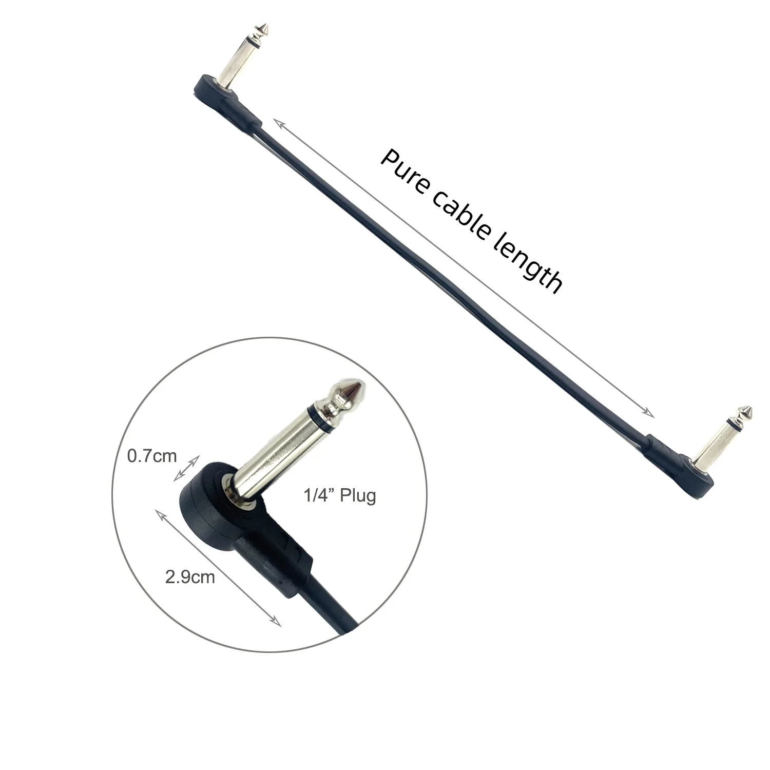 24 AWG OFC Anti-Noise Electric Guitar Pedal Audio Cable 1/4 Right Angle Connector Kit 4 Pcs Set Coupler 10-50cm Size Optional