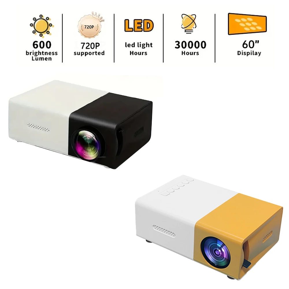 LED Mini Projector, Outdoor Portable Home Projector, Compatible With Mobile Phones Devices USB/SD/AV/Hd Home Theater/Office Use