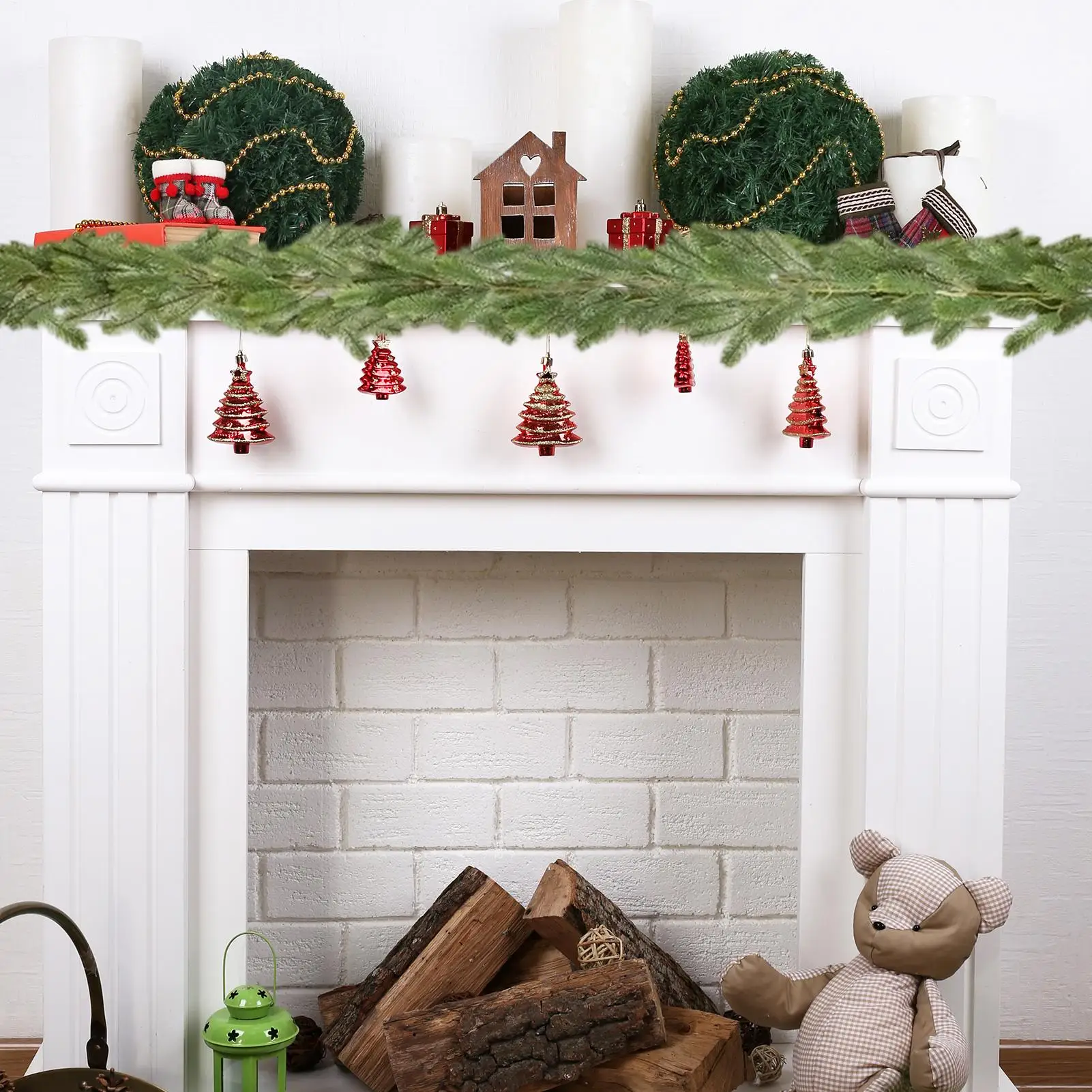 

Рождественские сосновые ветки 78,74 дюйма, зеленое растение, искусственный кедр, мягкие рождественские стебли для дома, патио, гостиной, сада, двора, стены