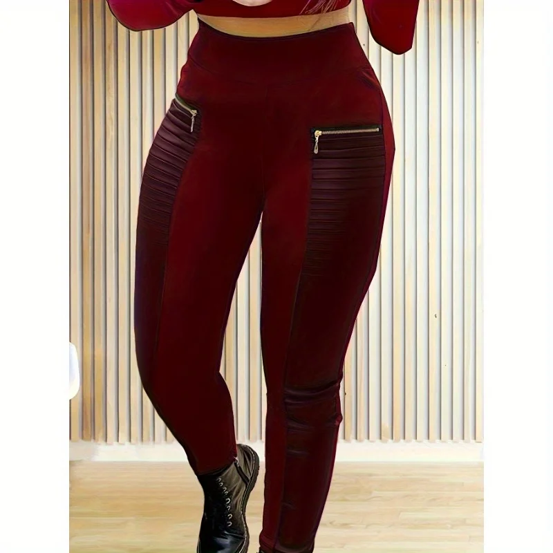 عارضة الصلبة اللون سليم صالح المرقعة السراويل حجم كبير