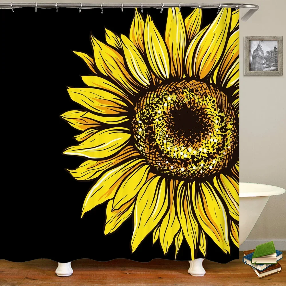 Shower Curtain Various Flower Plant Sunflower 3D Printing Bath Curtain Polyester Waterproof Bathroom Home Decor Curtain 180x180