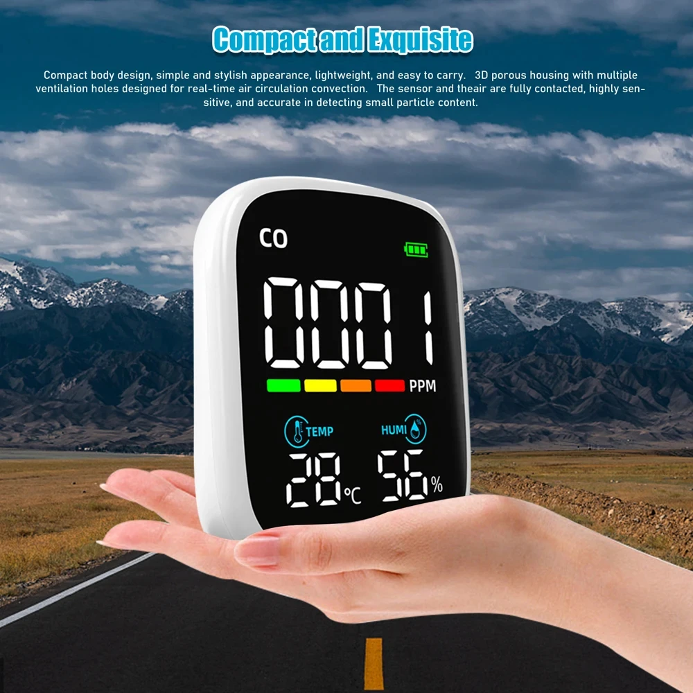 Digital LED CO Detector Carbon Monoxide Tester Temperature and Humidity Test Meter Electrochemical CO Sensor Air Quality Tester