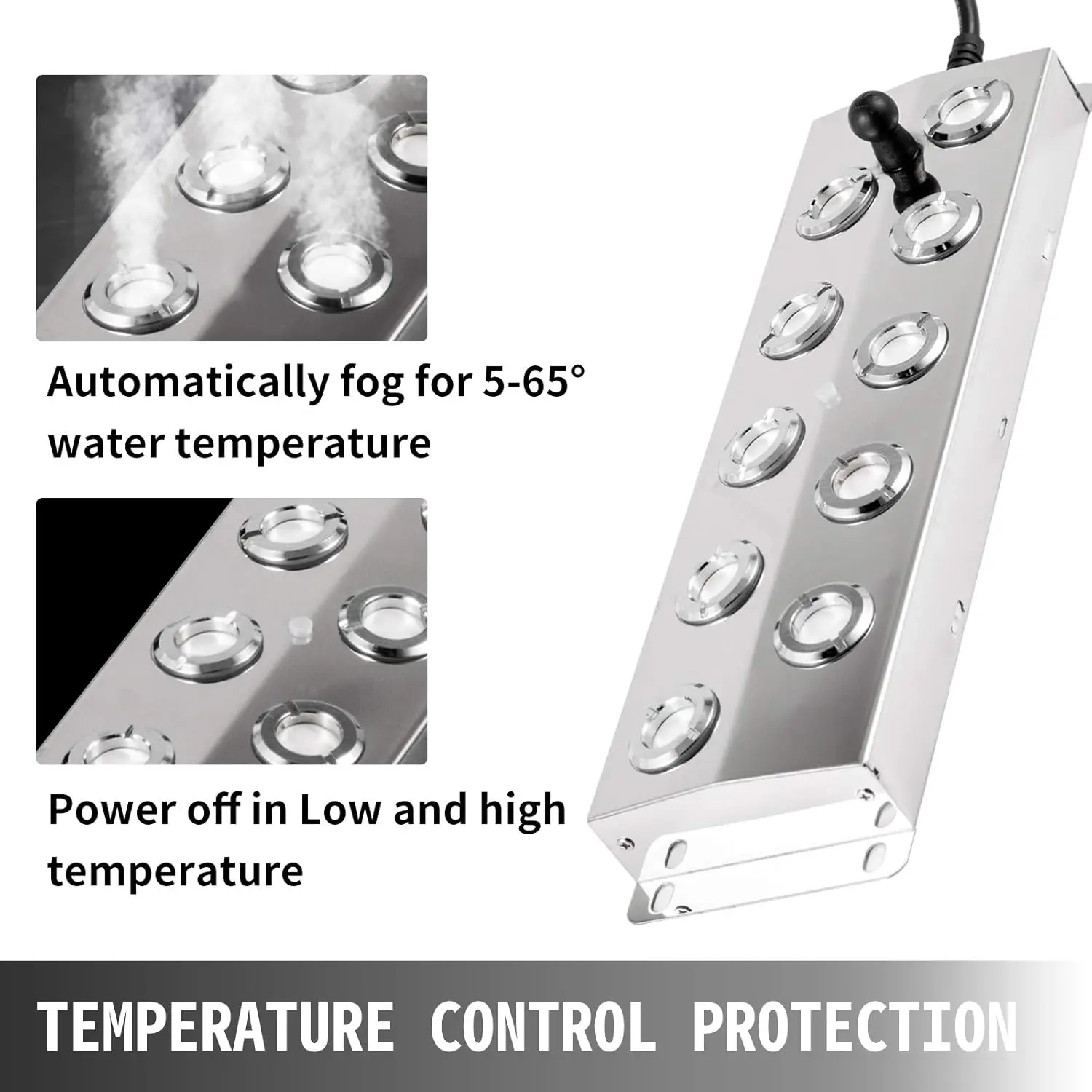 Generador de niebla nebulizador ultrasónico de 10 cabezales con fuente de alimentación impermeable humidificador nebulizador ultrasónico de acero inoxidable