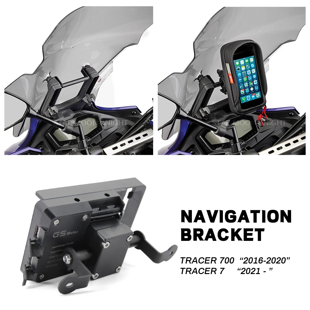 Motorcycle For YAMAHA Tracer 700 Tracer 7 GT 2016 - 2022 Windshield Stand Holder Phone Mobile Phone GPS Navigation Plate Bracket