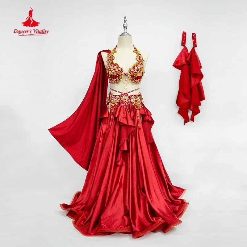 Belly Dance Suit Full Diamond Bra Split Skirt Performance Clothes Profession Custom Adult Child High-end Competition Clothing