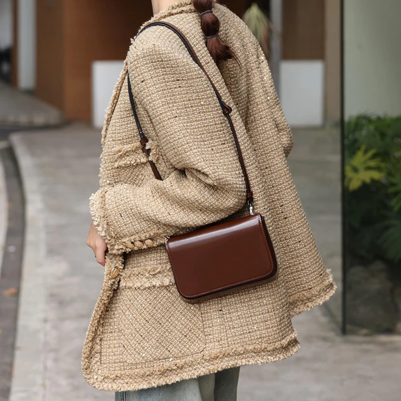 

Women Cow Genuine Leather Shoulder Small Bag Female Natural Cowhide Handbags Ladies Fashion Designer Luxury Retro Crossbody Bags