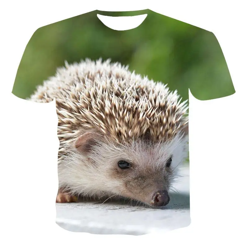 T-shirts Animals Hedgehogs 3D Print Summer T Shirt Fashion Kids Casual Kawaii Boys Girls Neutral Round Neck Tees Tops Clothes