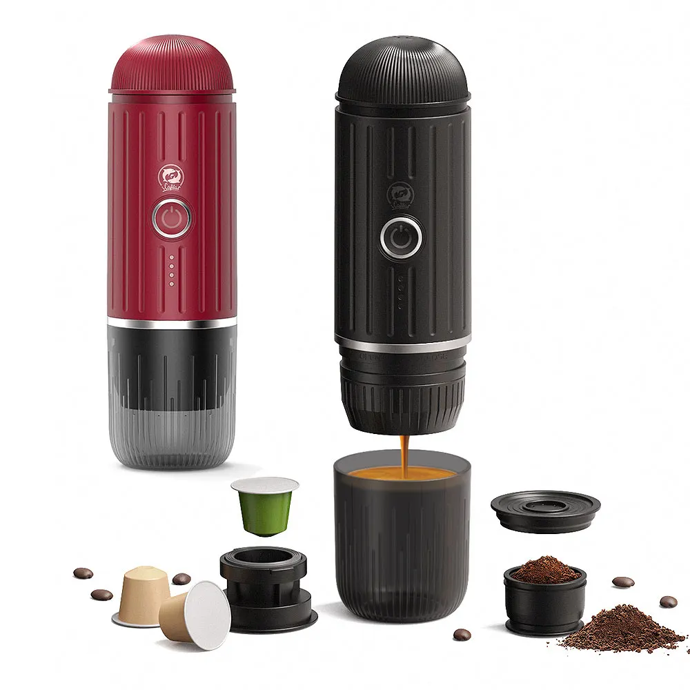 Icafilas macchina da caffè Espresso portatile 2 tazze adatta per cialde Nespresso o caffè in polvere porta USB-Typec macchina da caffè per auto