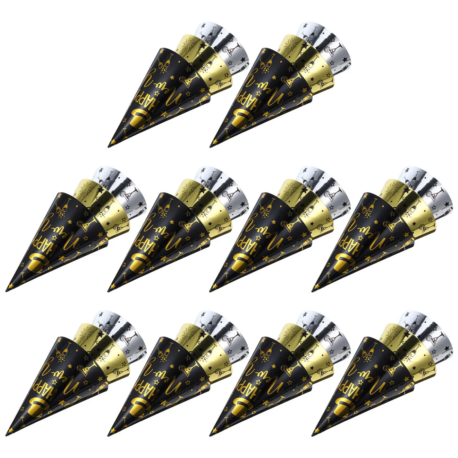 

30Pcs Happy New Year Party Hats Cone Style New Years Eve Top Hats for Kids Adults Lightweight Comfortable Reusable Festive Photo