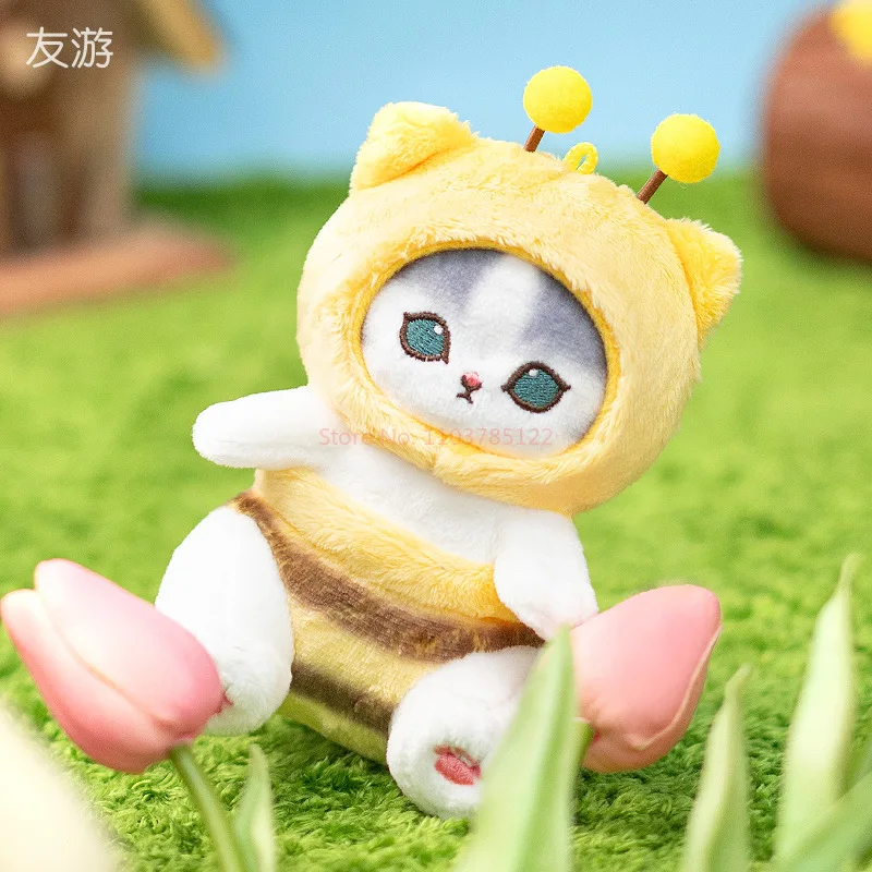 New Original YouYou Mofusand Shark Cat Meow Bee Plush Keychain Cute Shark Cat Stuffed Plushie Doll Children Gift Toy