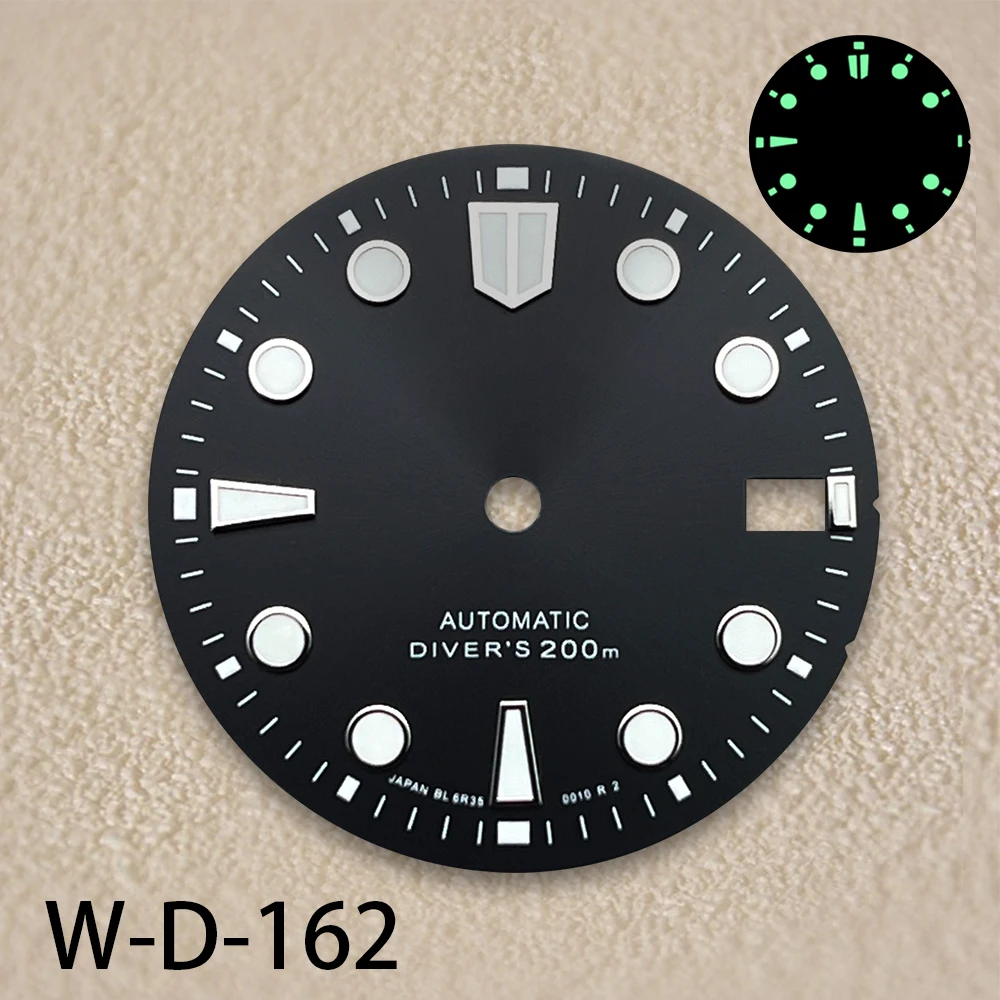 28.5mm S Logo NH35 Sunray Dial Suitable For NH35/NH36/4R/7S Movement High Quality NH35 Modificat Accessories C3 Green Luminous