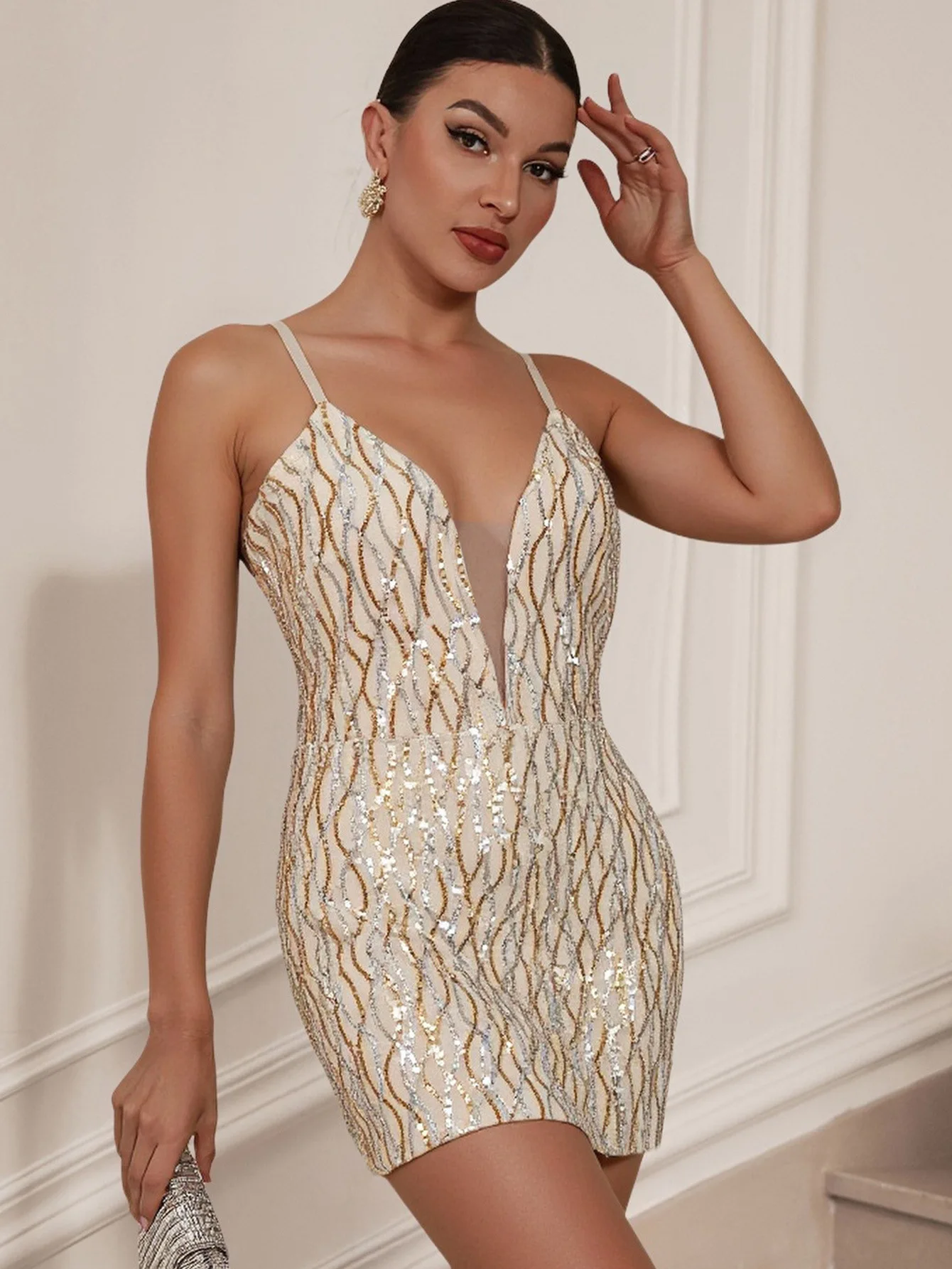 ผู้หญิงElegant Party Dressเซ็กซี่Sequinsชุดราตรีฤดูร้อนBacklessสั้นตาข่ายStraplessวันเกิดมินิพรหมชุดXSY19