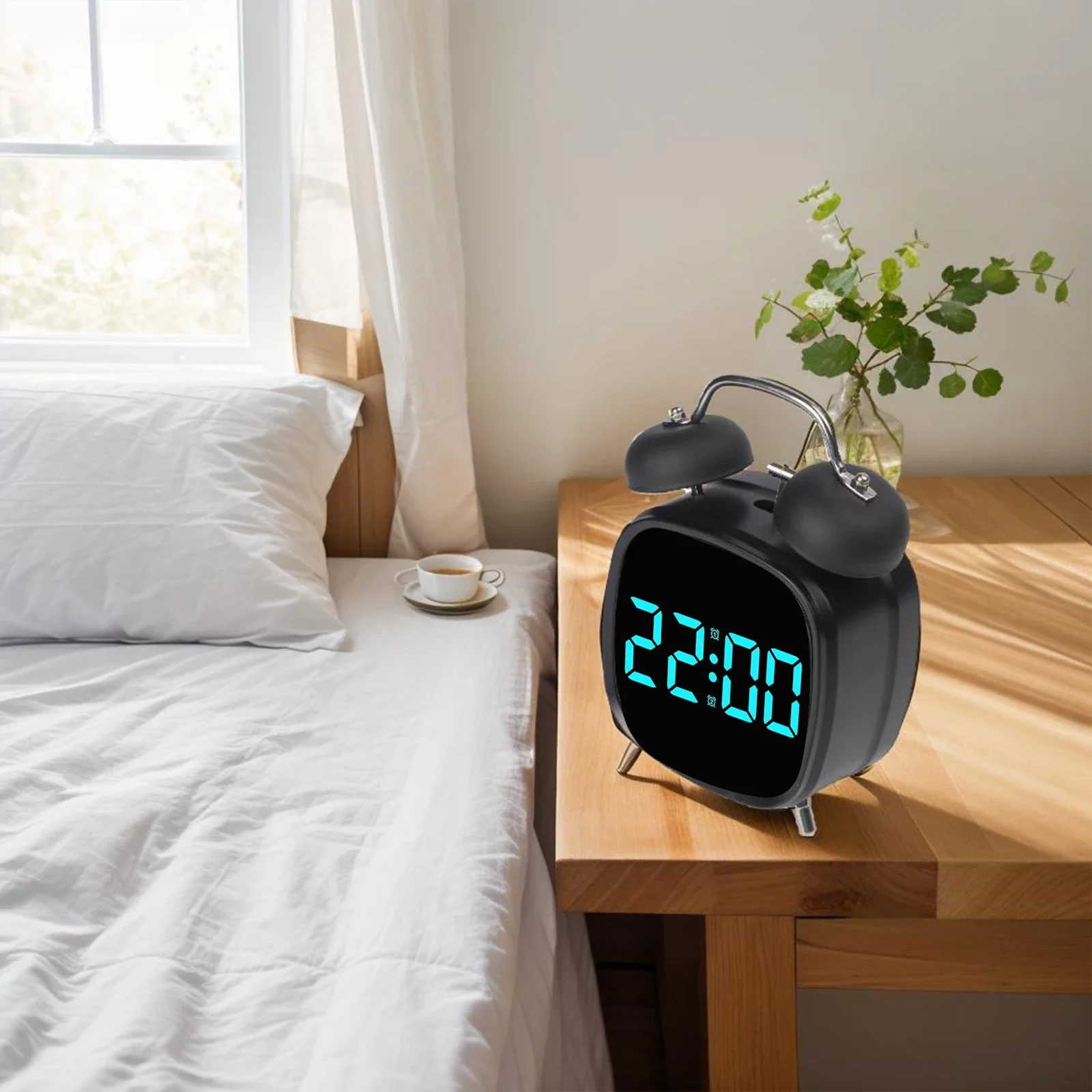 LED Alarm Clock With Twin Bell Functionality Loud Alarm Sound USB And Battery Power Convenient For Any Setting