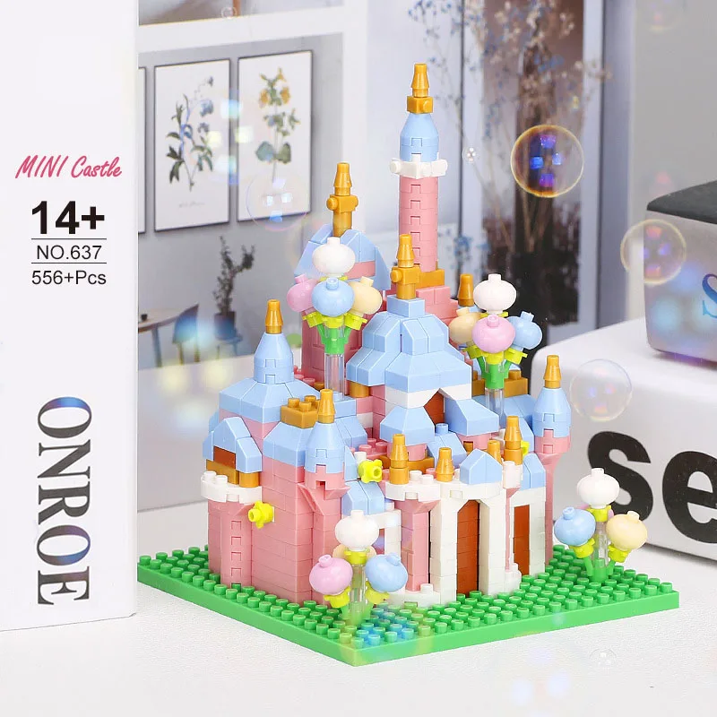 Creative Fairy Tale Build Brick Micro Diamond Block World Famous City Fairyland Mini Princess Castle Nanobricks Educational Toys