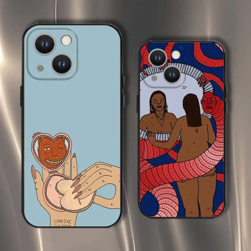 

Polly Nor Art Phone Case For iPhone 16,15,14,13,12,11,Pro,XS,Max,XR,Plus,E,SE4,Mini Black Soft Cover