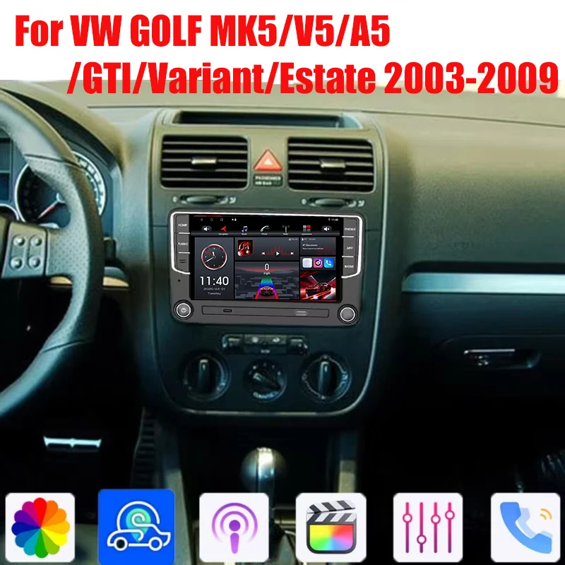 

7'' Car Radio 128GB For VW GOLF MK5/V5/A5/GTI/Variant/Estate 2003-2009 Wireless Apple Carplay Android 13 Auto Head Unit GPS WIFI