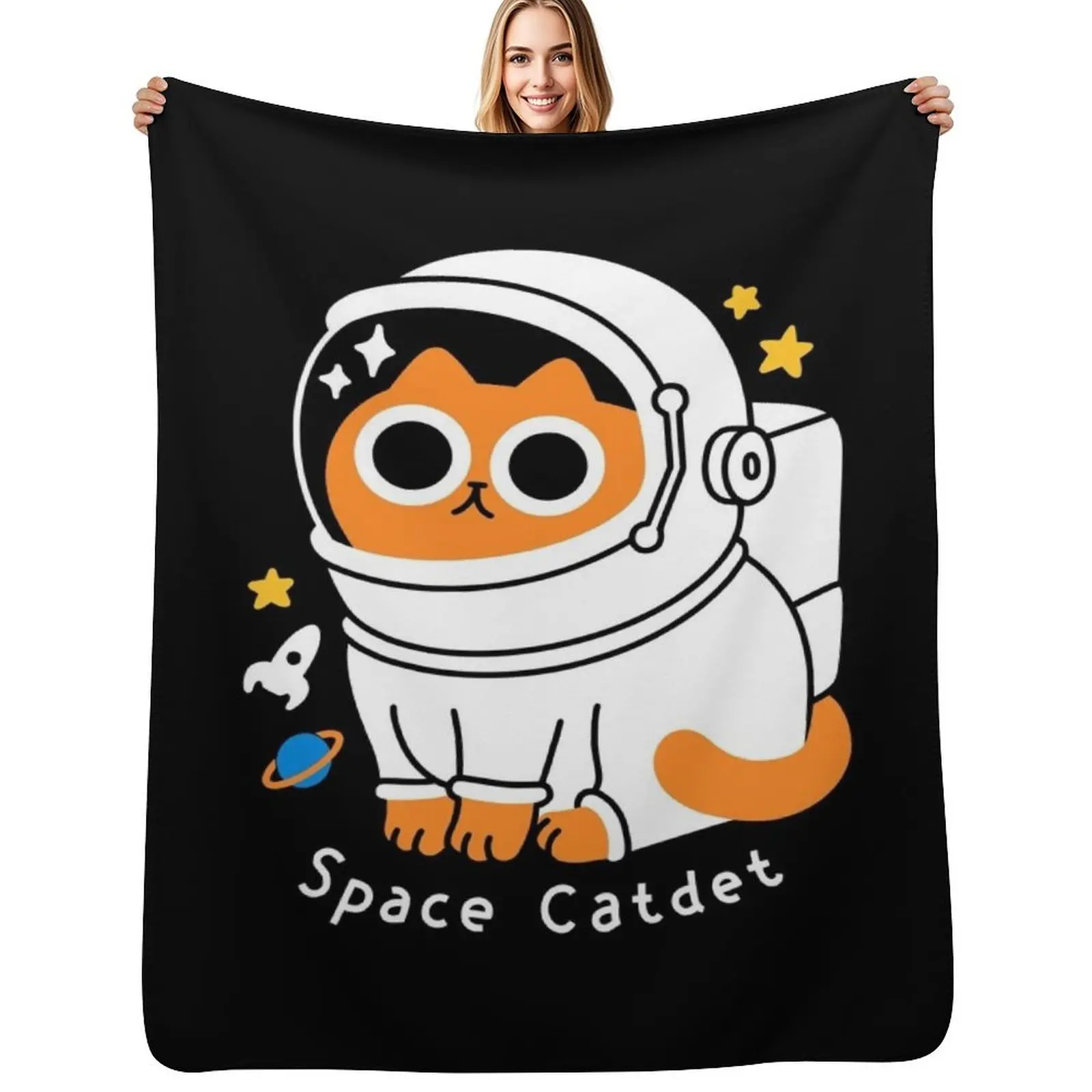 

Space Catdet Throw Blanket Cozy Napping Blanket Gift for Mom Dad