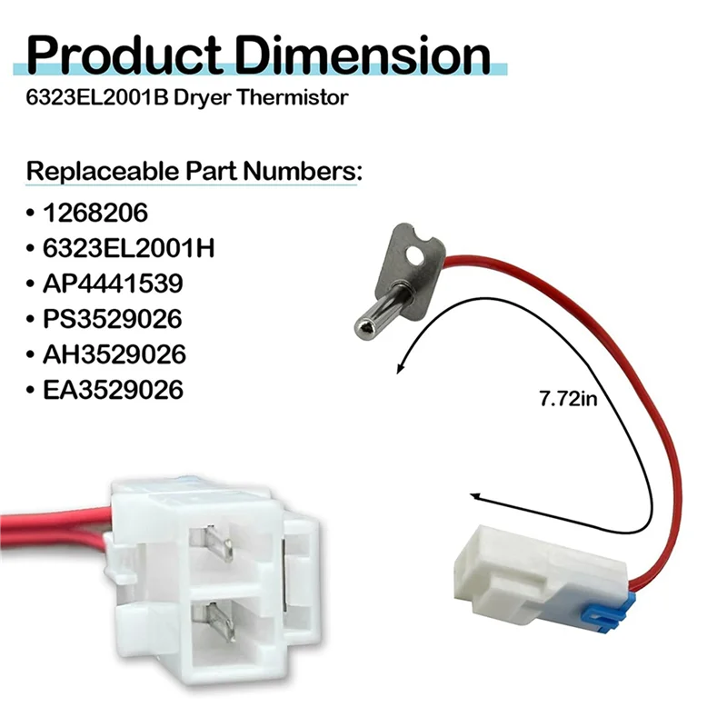 

【Today-Only!】3X AGM30045804 Dryer Thermistor And Thermostat Kit 6323EL2001B Dryer Thermistor For Ken-More Dryer AP7206815