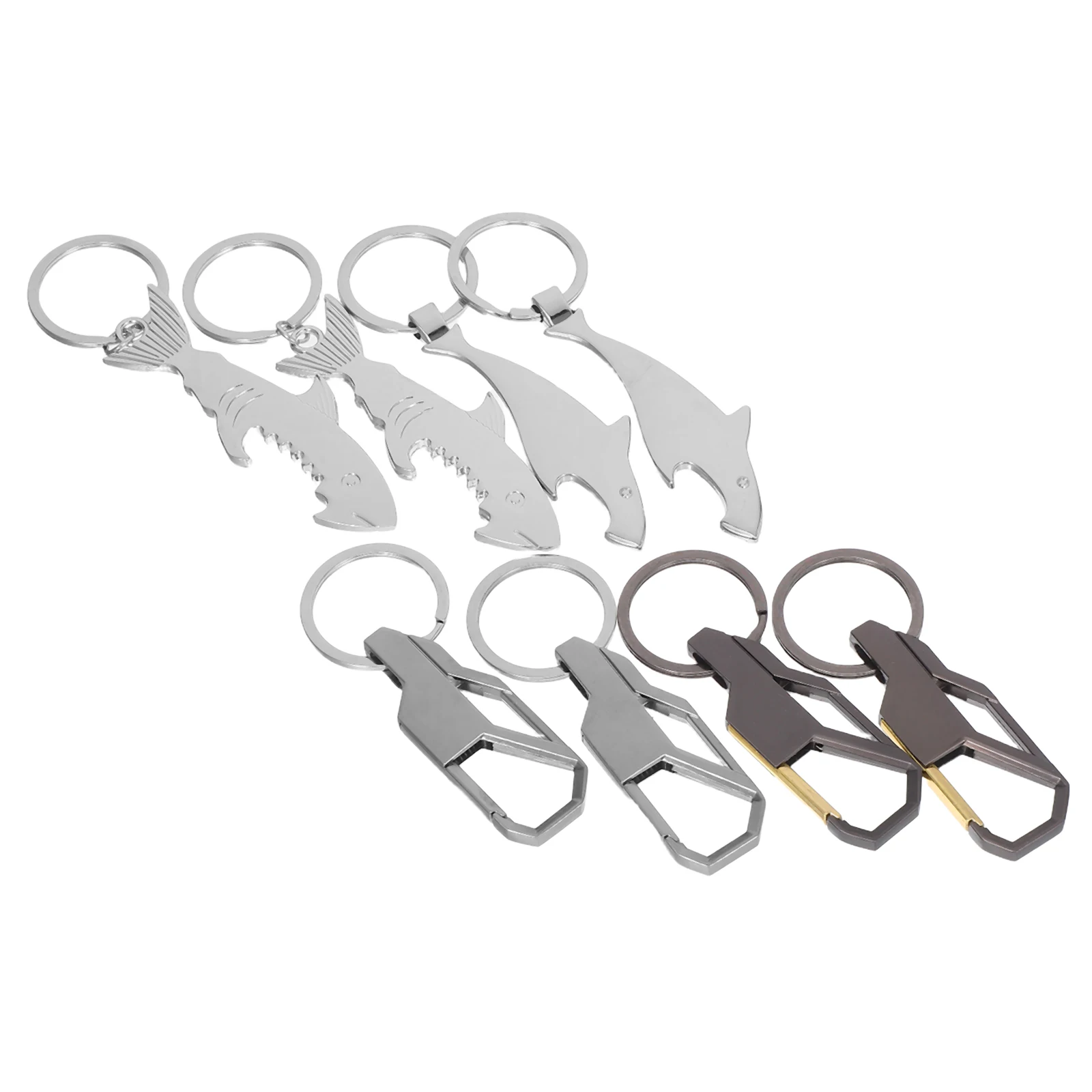 

8pcs Shark Keychain Bottle Opener Stainless Steel Metal Drink Lid Remover Tool For Bbq Camping Party Home Use Bar Kitchen