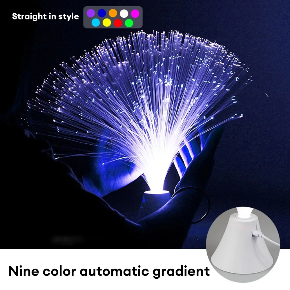 Three/Nine Color Luminesce Optic Fiber LED Night Lighting Decor Lamp Holiday Atmosphere Lights LED Optical Fiber Light