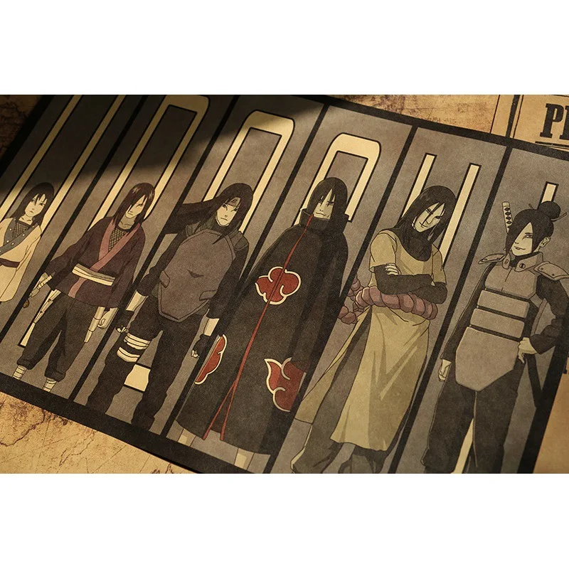 Anime Figure Naruto Kraft Poster Retro Dormitory Restaurant Door Decoration Painting Bedroom Collection Poster Stickers Gift