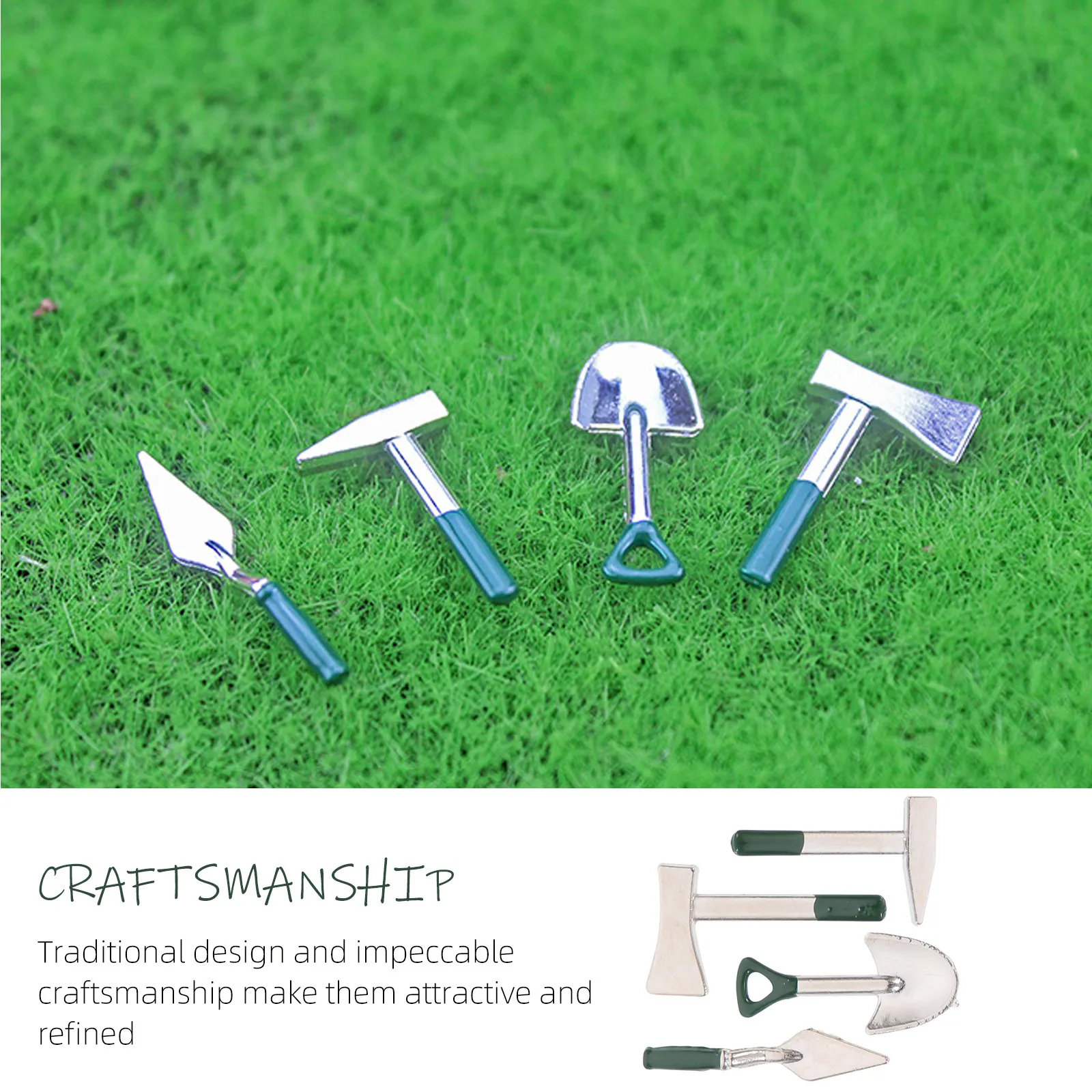 

4pcs Outdoor Tools Premium Mini Gardening Ornament For Fairy Garden Decor Creative Shovel Micro Scene Decors Mini House