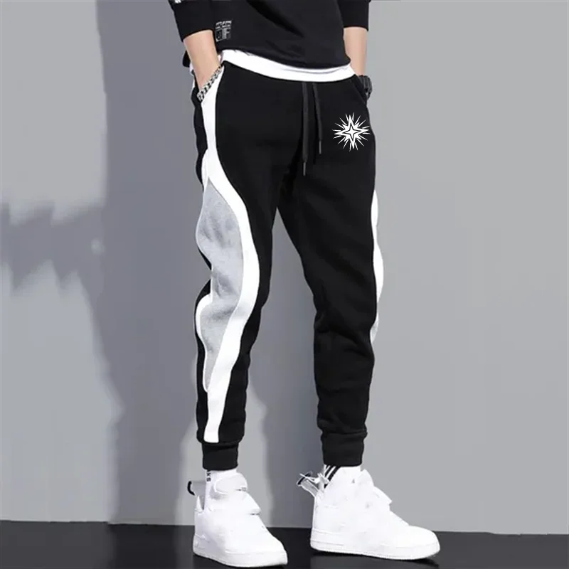 Man Pants Sweatpants Men\'s Clothing Women Pants Casual Jogger Streetwear Running New Fashion Printed Black Gray Color Patchwork