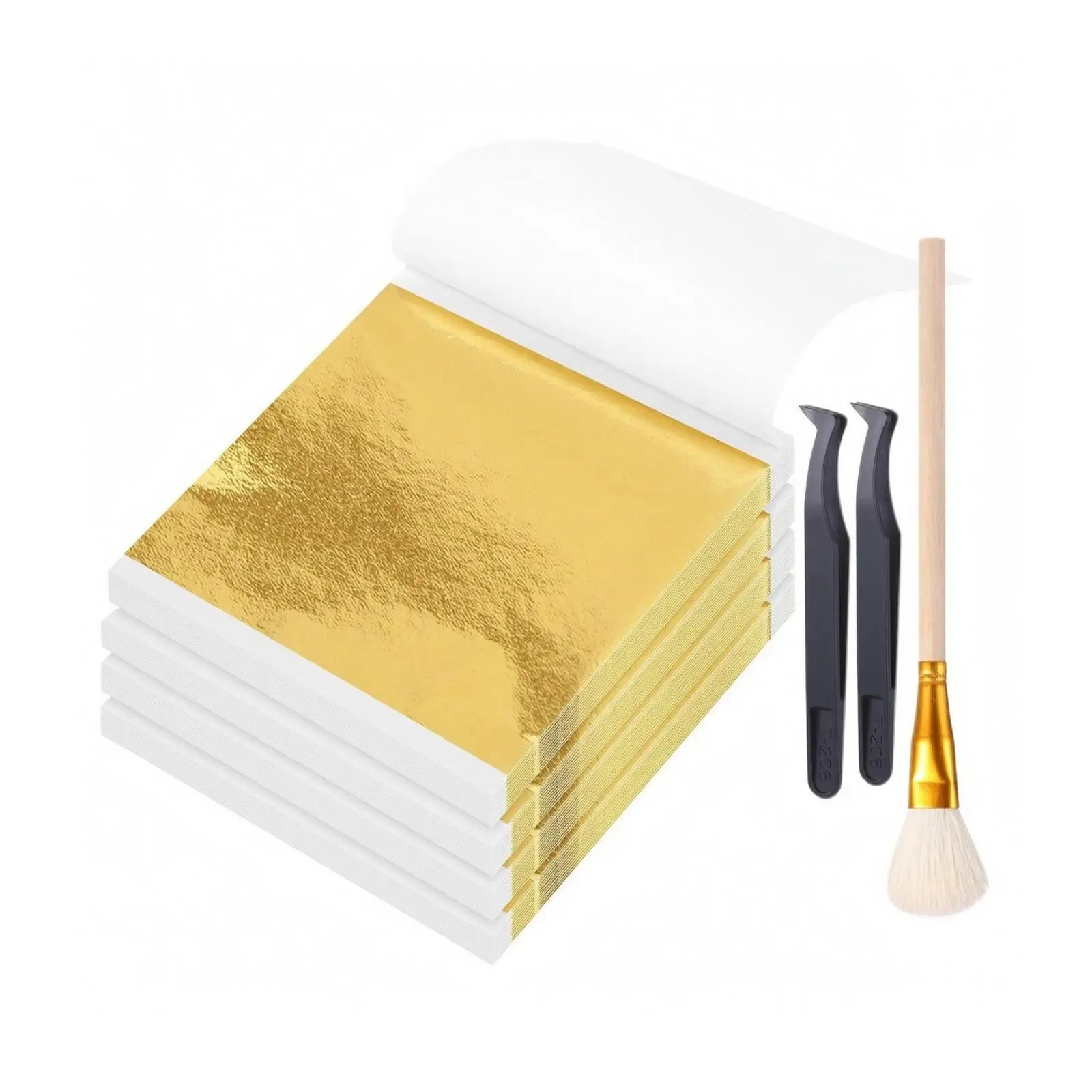 400 Piece Foil Leafing Kit with Brush and Tweezers for Stunning Shiny Finish on Picture Frames and Sculptures