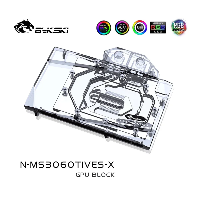 Bykski VGA Blocks for MSI RTX3060 Ti VENTUS 2X 8G A-RGB Video Cards Water Block Liquid Cooling Heatsink N-MS3060TIVES-X