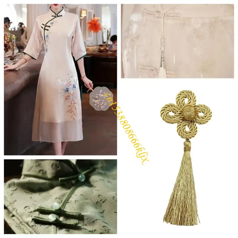 Clovers tinh tế Tassels Vàng Vàng Dự án thủ công Làm bộ dụng cụ cho áo choàng buổi tối và trang phục truyền thống 066C