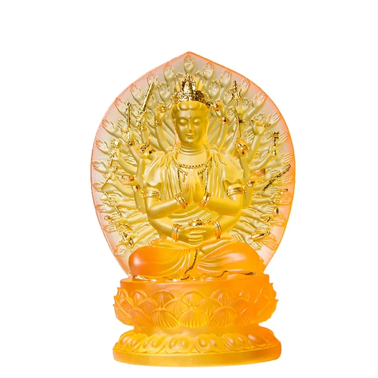 Thousand Hands Avalokiteshvara Statue Crystal Glass Artwork Thousand Eyes Buddha Figurine for Home Altar Meditation Decor Gift view 5