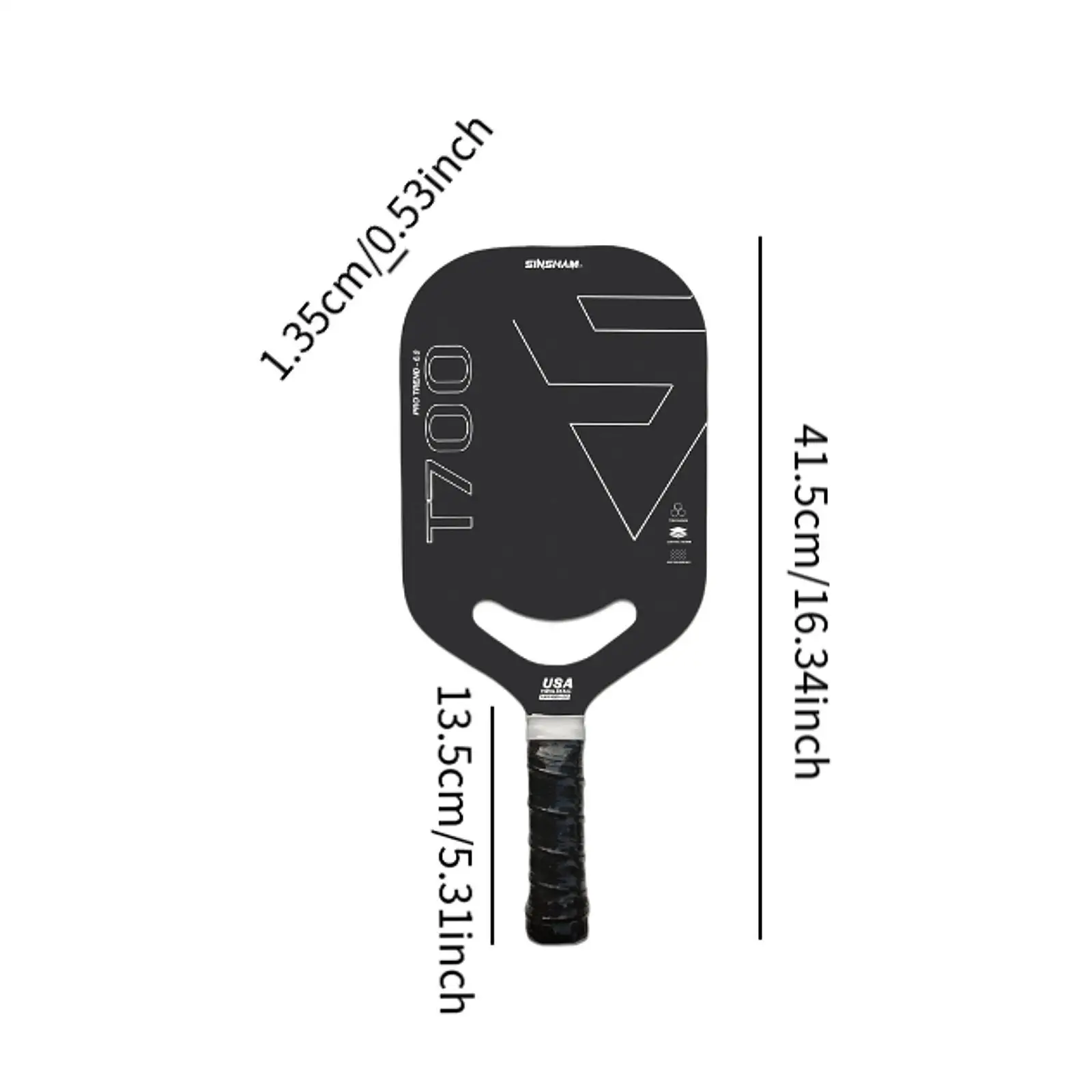 Pá de pickleball de fibra de carbono com aperto antiderrapante confortável prática raquete de pickleball para controle de consistência de equilíbrio iniciante