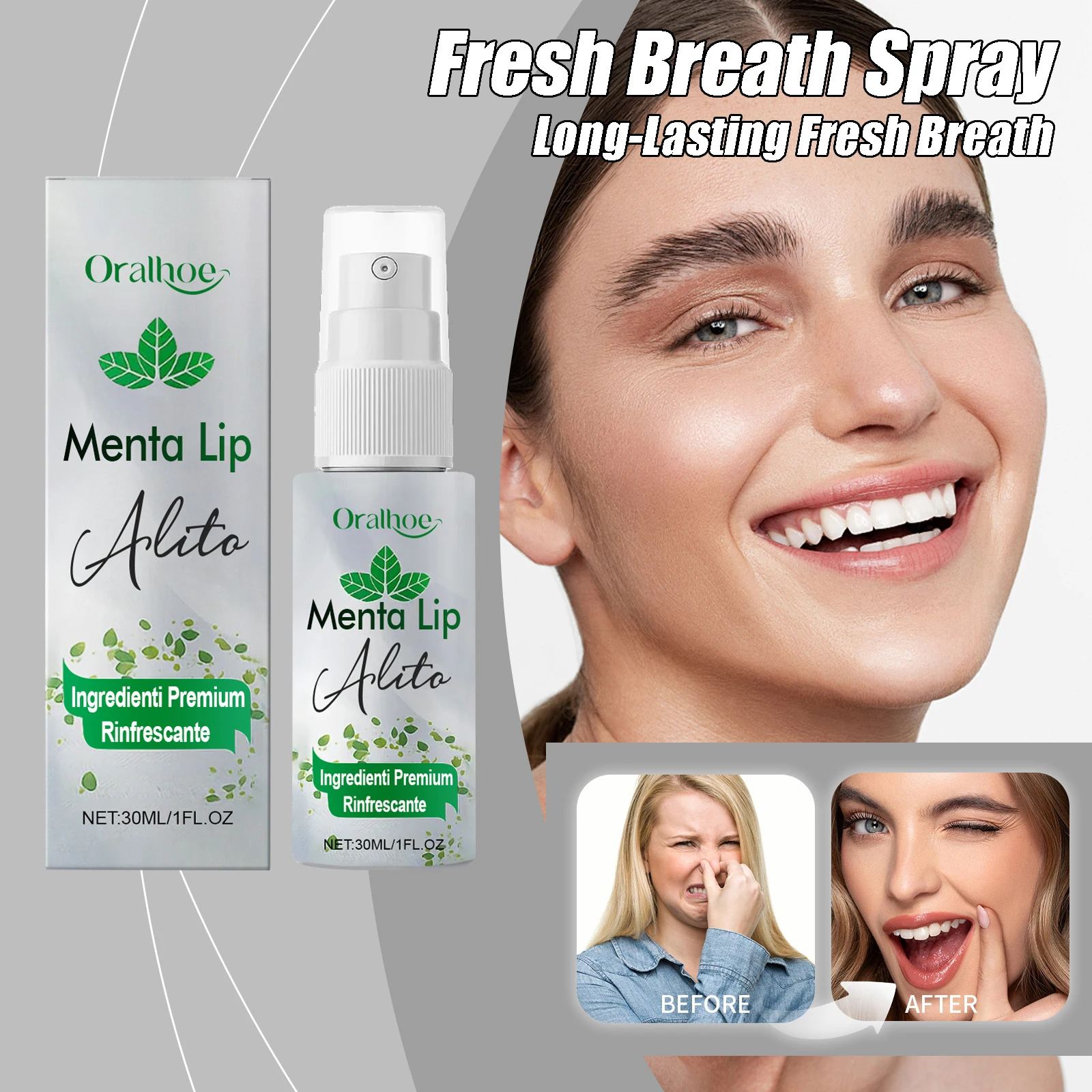 رذاذ التنفس الطازج النعناع رذاذ منعش بشكل فعال إزالة رائحة الفم الكريهة طويلة الأمد نفس منعش المحمولة رذاذ العناية بالفم 30 مللي