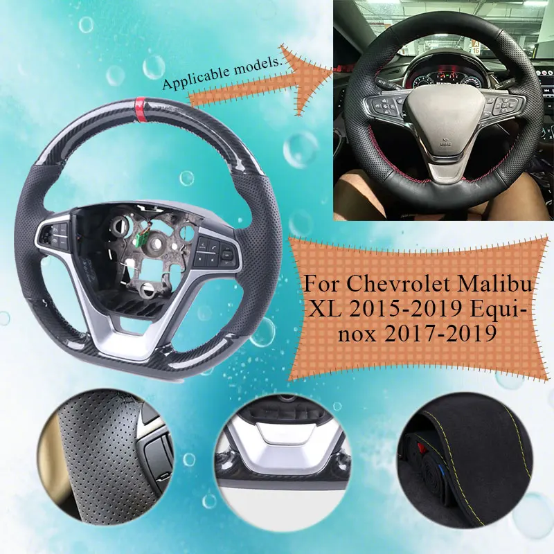 

Gloss Carbon Fiber DIY Car Steering Wheel Cover For Chevrolet Malibu XL 2015-2019 Equinox Scratch-Proof Steering Wheel Grip