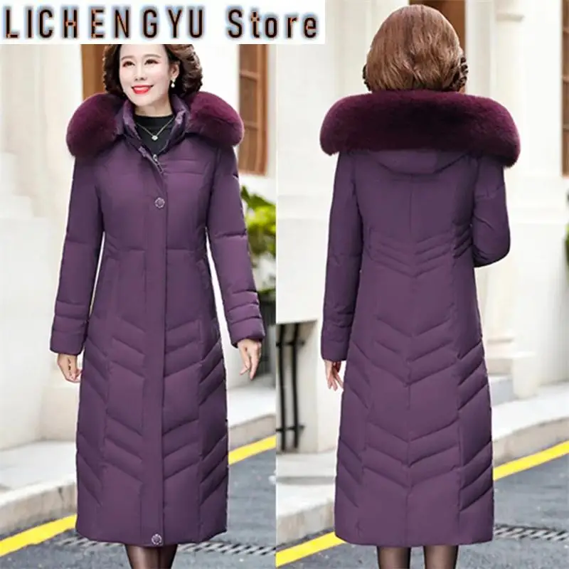 Middle-Aged  Elderly Cotton-Padded Clothes Thicker Longer Mid-Length Over-The-Knee Women's Loose Mother Winter Coat